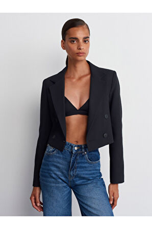 60742 DİLVİN KRUVAZE DÜĞMELİ CROP BLAZER CEKET