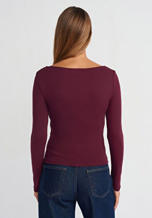 31401 DİL Büzgülü Kayık Yaka Top 