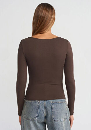 31401 DİL Büzgülü Kayık Yaka Top 