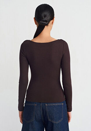 31332 DİL Kayık Yaka Uzun Kollu Top 