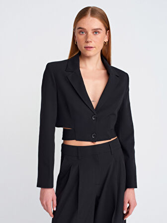 60760 DİLVİN TOKA DETAYLI CROP BLAZER CEKET