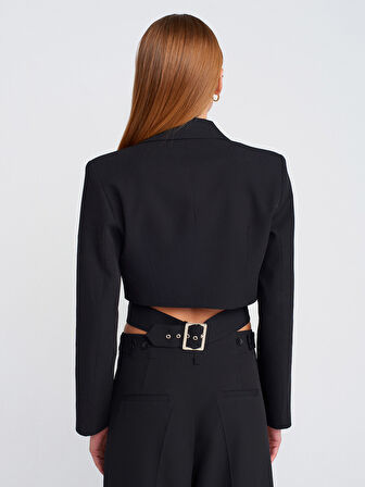 60760 DİLVİN TOKA DETAYLI CROP BLAZER CEKET
