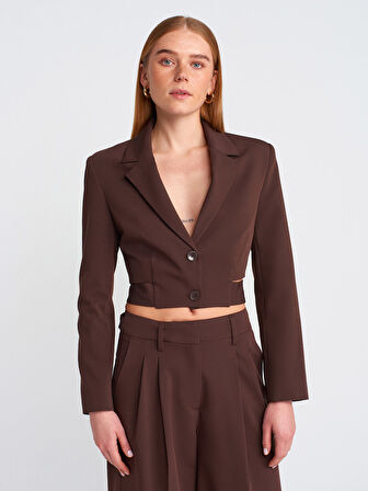 60760 DİLVİN TOKA DETAYLI CROP BLAZER CEKET