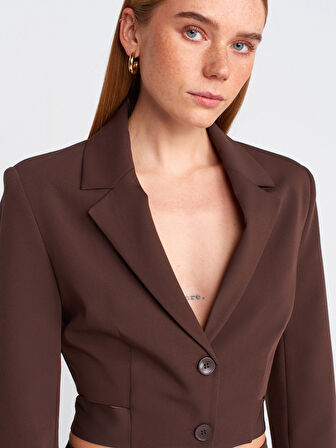 60760 DİLVİN TOKA DETAYLI CROP BLAZER CEKET