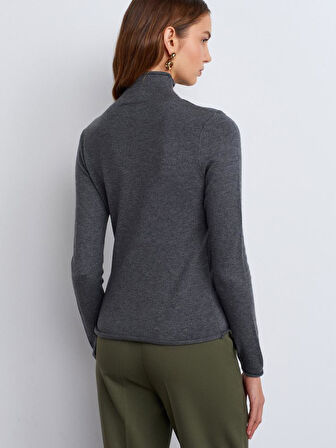 10714 DİLVİN DİK YAKA YÜNLÜ YUMUŞAK İNCE DOKULU TRİKO KAZAK