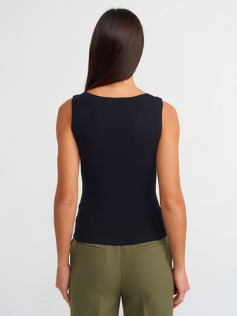 20868 DİLVİN KAYIK YAKA KOLSUZ TOP t-shirt
