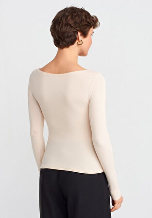 31332 DİL Kayık Yaka Uzun Kollu Top 