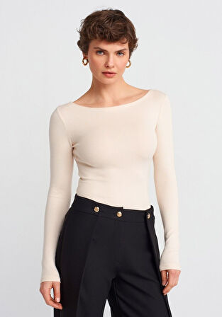 31332 DİL Kayık Yaka Uzun Kollu Top 