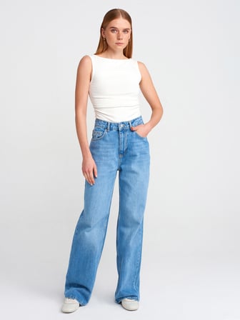 31589 DİLVİN BÜZGÜLÜ KAYIK YAKA TOP