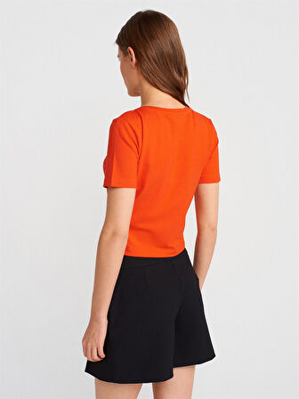 31655 DİLVİN BİSİKLET YAKA CROP TOP