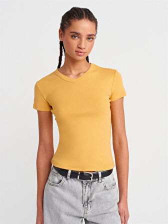 31673 DİLVİN V YAKA T-SHIRT