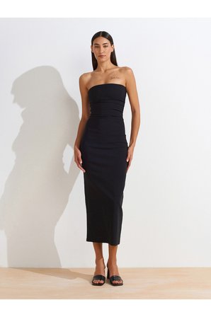 91368 Straplez Midi Elbise