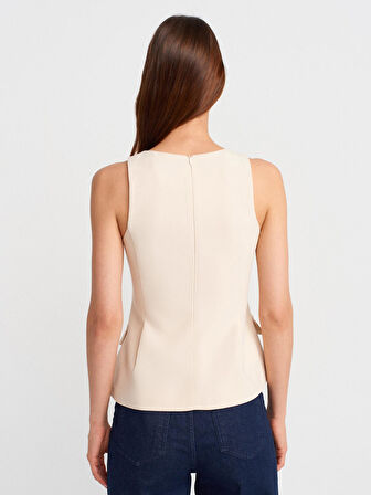 60584 DİLVİN YAKALI KOLSUZ TOP