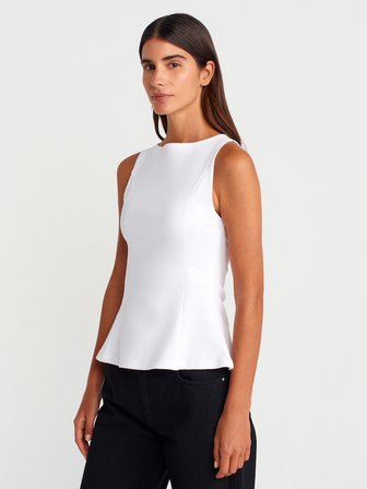 21001 DİLVİN KAYIK YAKA PEPLUM TOP