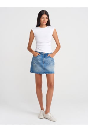 21054 Büzgülü Basic T-Shirt