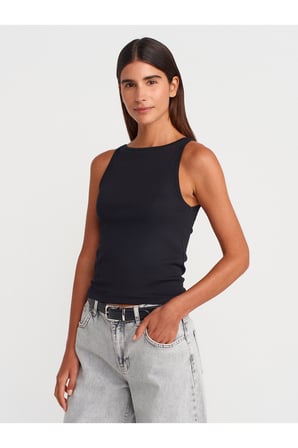 21048 Halter Yaka Top-Lacivert