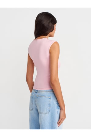 21054 Büzgülü Basic T-Shirt