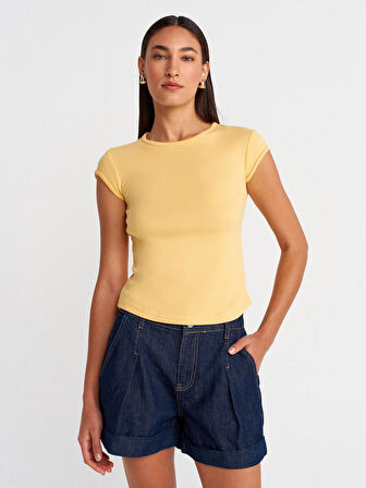 31779 DİLVİN BİSİKLET YAKA BASİC T-SHIRT