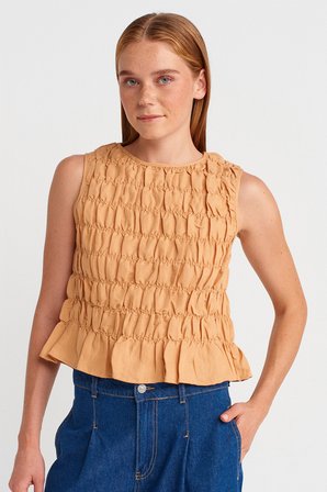 50845 DİLVİN KOLSUZ CROP BLUZ