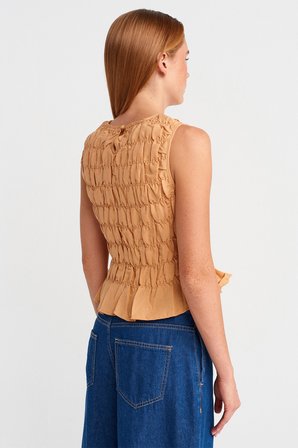 50845 DİLVİN KOLSUZ CROP BLUZ