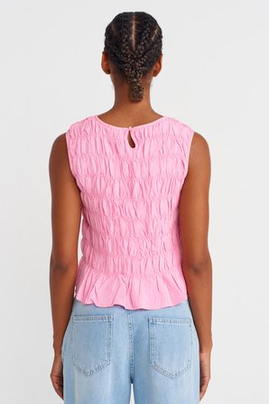 50845 DİLVİN KOLSUZ CROP BLUZ