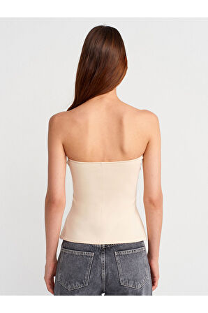 Dilvin Kadın Taş Bej Straplez Büstiyer Top T-shirt - 31860