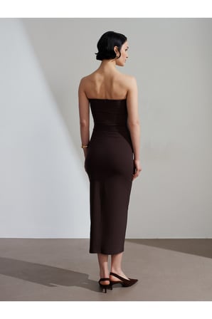 91368 Straplez Midi Elbise