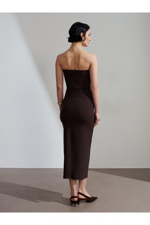 91368 Straplez Midi Elbise