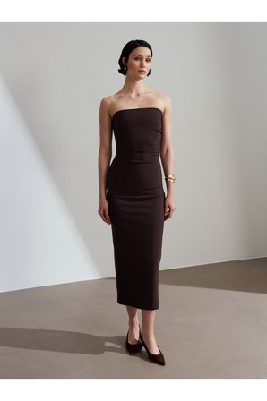 91368 Straplez Midi Elbise