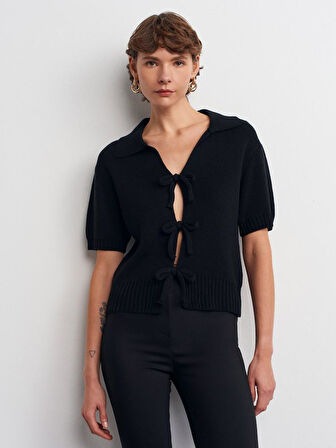 10809 DİLVİN POLO YAKA FİYONKLU TRİKO KAZAK