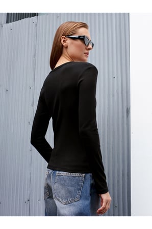 32024 Çıtçıtlı Modal Karışımlı Top-Koyu Kahve