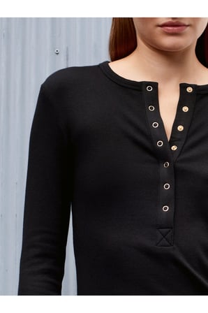 32024 Çıtçıtlı Modal Karışımlı Top-Koyu Kahve
