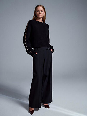 72196 DİLVİN ÇAPRAZ BEL GENİŞ PAÇA PANTOLON