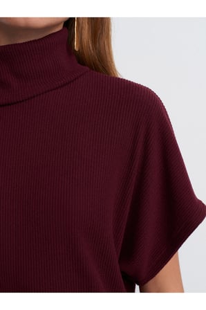 32239 Asimetrik Kesim Boğazlı Top-Bordo