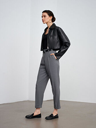 72213 DİLVİN KIVRIK PAÇA KEMERLİ PANTOLON