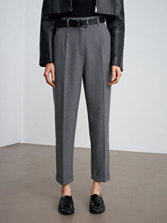 72213 DİLVİN KIVRIK PAÇA KEMERLİ PANTOLON