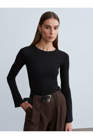 32284 Bisiklet Yaka Uzun Kollu Top