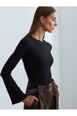 32284 Bisiklet Yaka Uzun Kollu Top