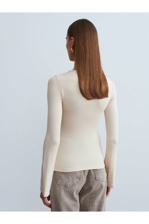 32284 Bisiklet Yaka Uzun Kollu Top-Taş