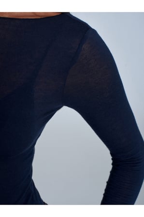 32122 Kayık Yaka Kaşmir Karışımlı Ultra Hafif Modal Bluz-Ekru
