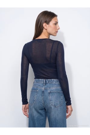 32310 V Yaka Kaşmir Karışımlı Modal Bluz