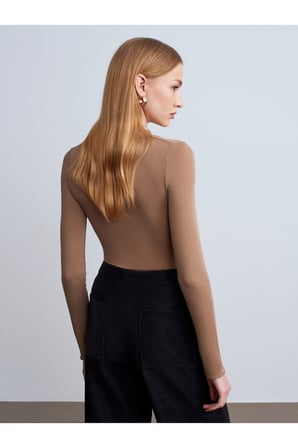 32310 V Yaka Kaşmir Karışımlı Modal Bluz