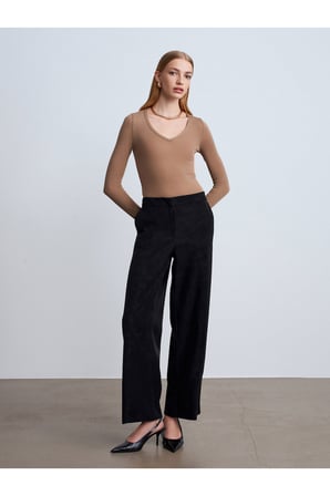 32310 V Yaka Kaşmir Karışımlı Modal Bluz