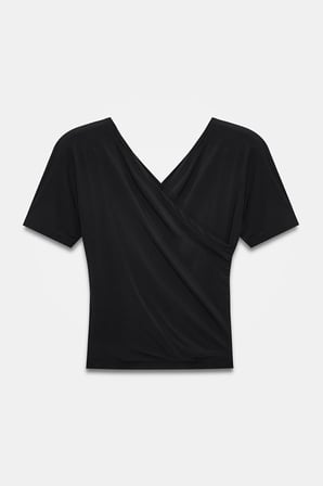 32659 DİLVİN PİLE DETAYLI KISA KOLLU TOP