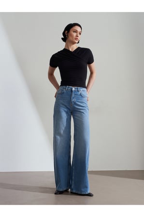 Dilvin 32659 Drapeli Kısa Kollu Top-Siyah Bluz - 101A32659
