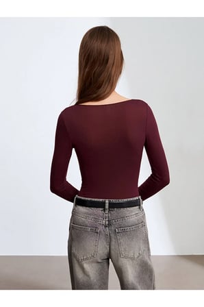 32311 Dantelli Kaşmir Bluz-K.Mürdüm