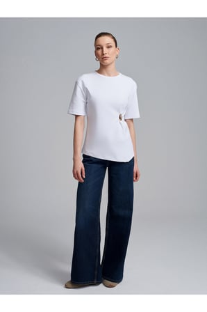 32445 Aksesuar Detaylı Basic T-Shirt
