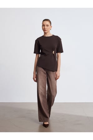 32445 Aksesuar Detaylı Basic T-Shirt