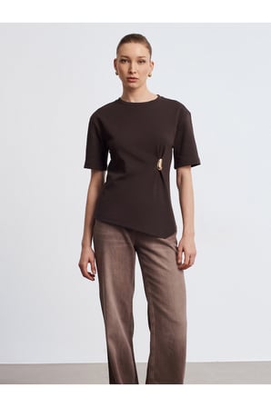32445 Aksesuar Detaylı Basic T-Shirt