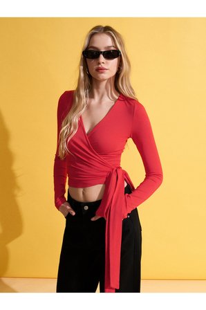 32645 Uzun Kollu Kruvaze Top